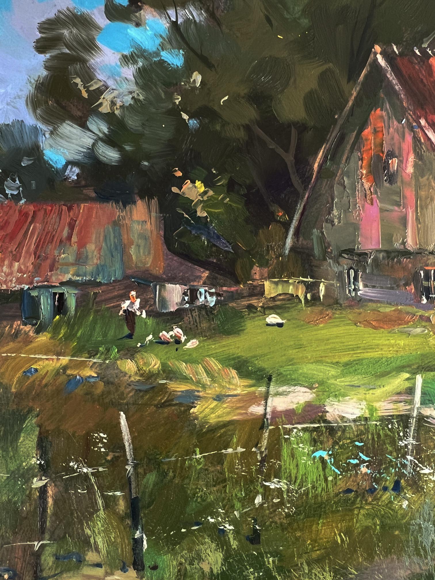 Rustic impressionist oil painting The road to the village by Yuriy Suprunchuk