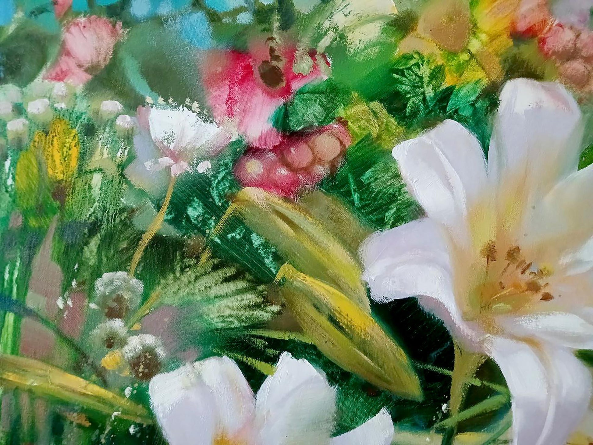 Abstract oil painting of summer flowers by Anatoly Tarabanov