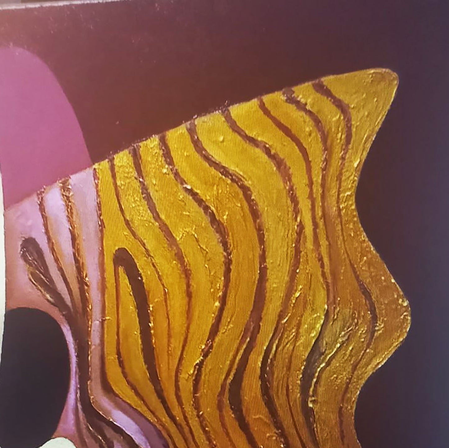 Vibrant golden-yellow abstract oil painting by Alexander Strashevich on plastic