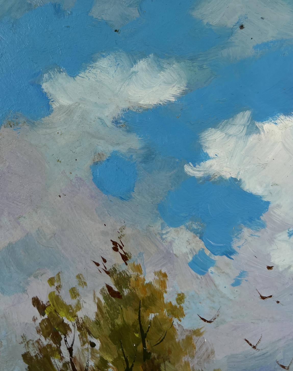 Oil painting Path to the sky by Yuriy Suprunchuk with blue sky and autumn trees