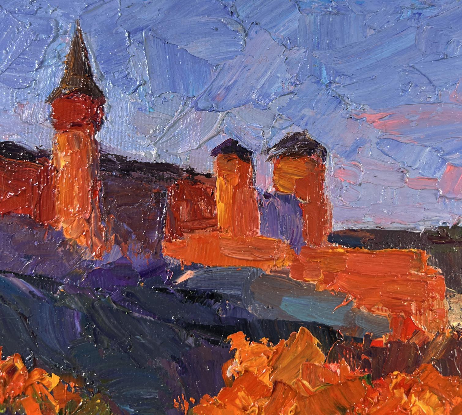 Vibrant impressionist oil painting of Castle on the Hill and Autumn by Boris Serdyuk