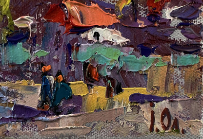 Oil painting Village after the rain by Oksana Ivanyuk vibrant textured abstract
