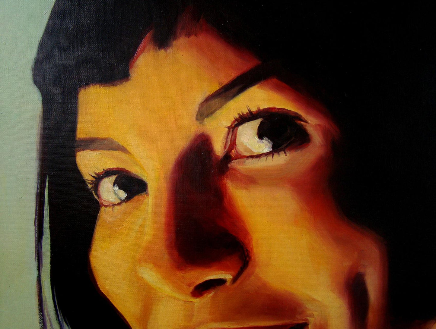 Vibrant oil painting Crazy Eyes by Yulia Lihina, stylized womans face
