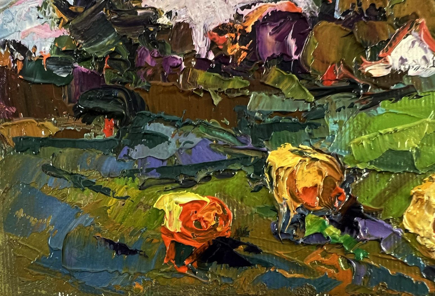 Vibrant impressionist oil painting Fresh hay of the village by Oksana Ivanyuk