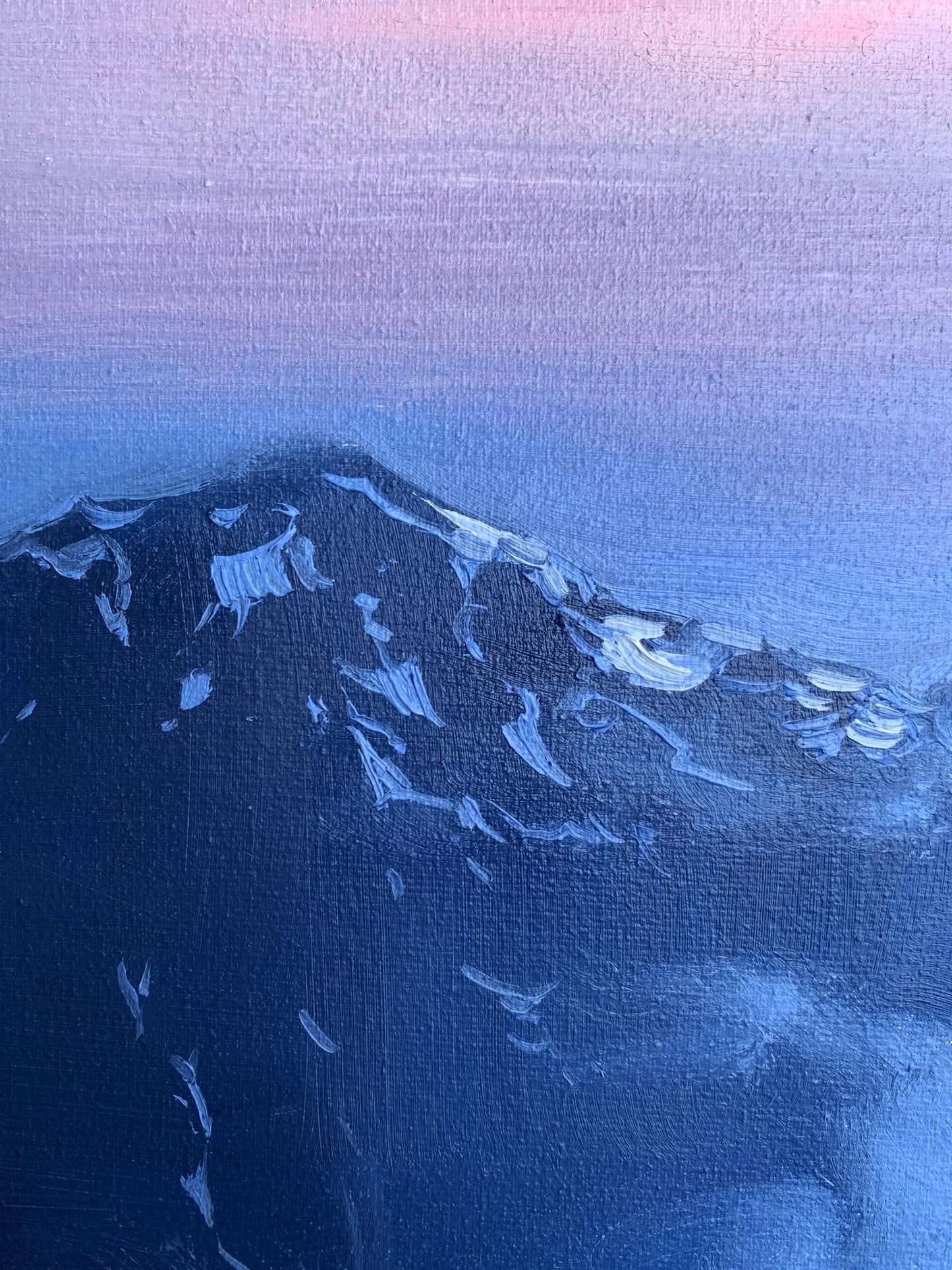 Oil painting Snowy mountains Tatyana Derdey textured canvas peak