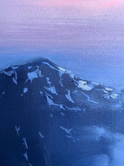Oil painting Snowy mountains Tatyana Derdey textured canvas peak