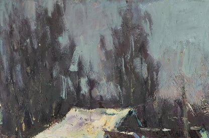 Impressionistic snowy landscape oil painting After a cold night by Volodymyr Pashchenko