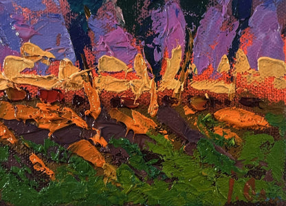 Vibrant Distant Night oil painting by Oleksiy Ivanyuk with impasto strokes