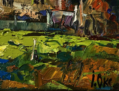 Vibrant impressionist oil painting Quiet village life by Oksana Ivanyuk