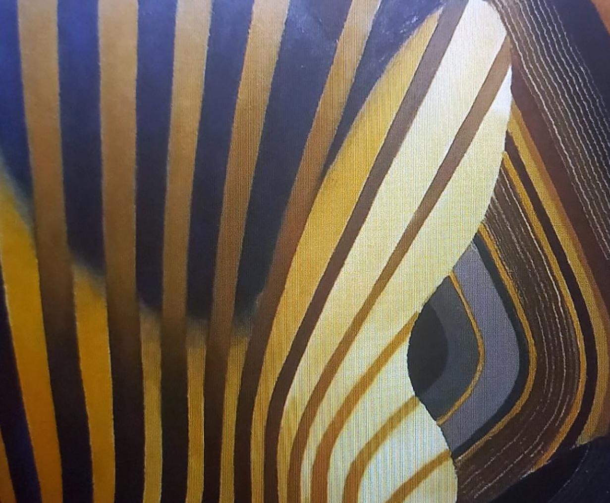 Oil painting Vibration by Alexander Strashevich with bold gold stripes