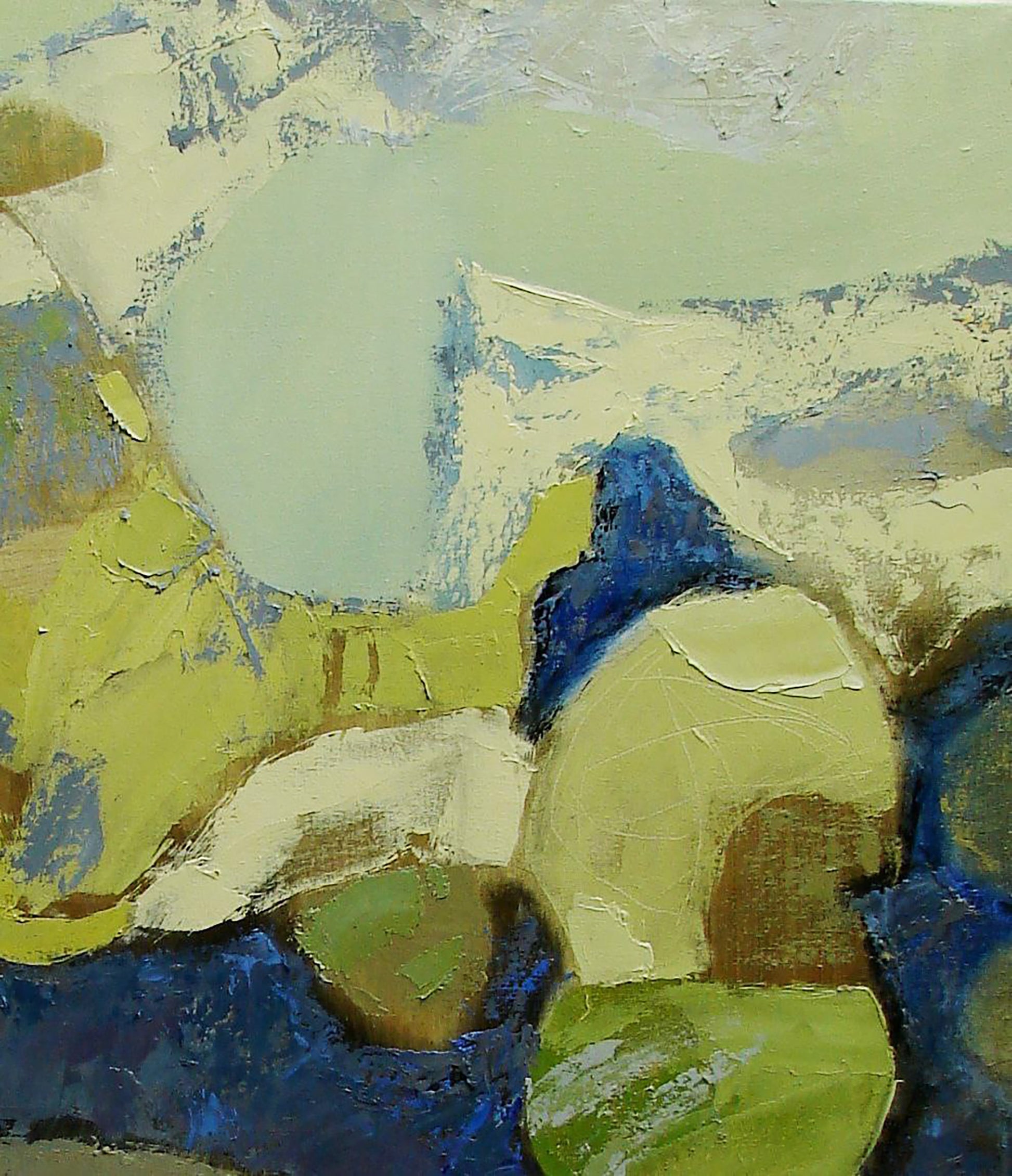 Oil painting Big fish by Tatyana Shulyak in green, blue, beige tones