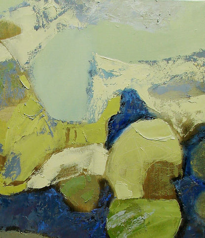 Oil painting Big fish by Tatyana Shulyak in green, blue, beige tones