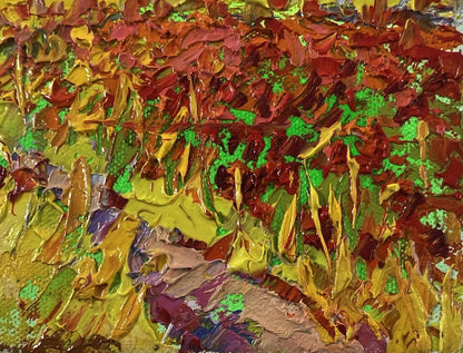Vibrant Oleksiy Ivanyuk oil painting of autumn flower fields