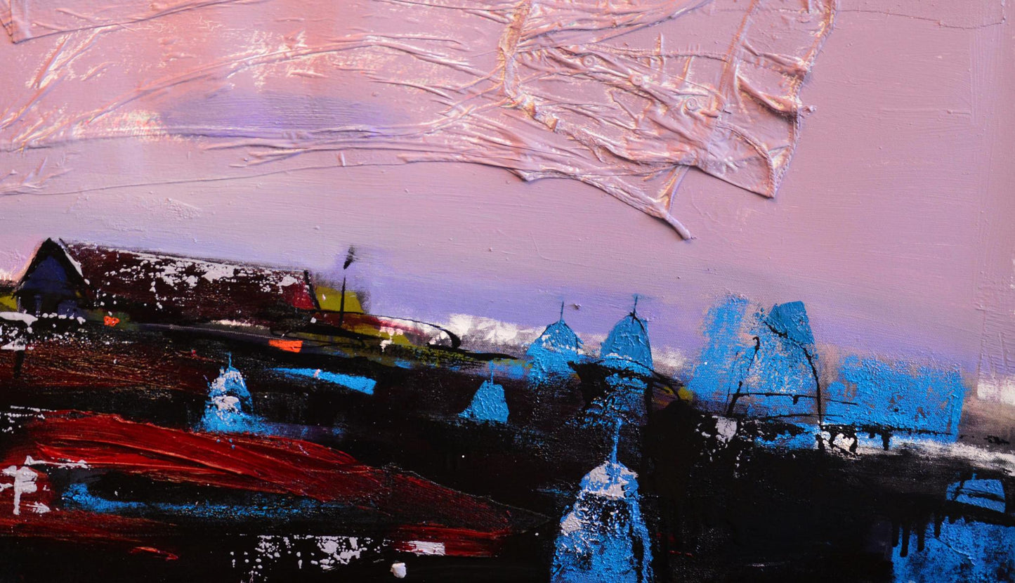 Abstract oil painting Evening sleep over the mountains by Natalia Korf-Ivaniuk