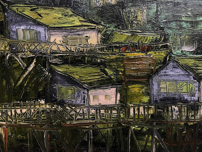 Impressionistic oil painting of village by Serhiy Kovalev, impasto strokes