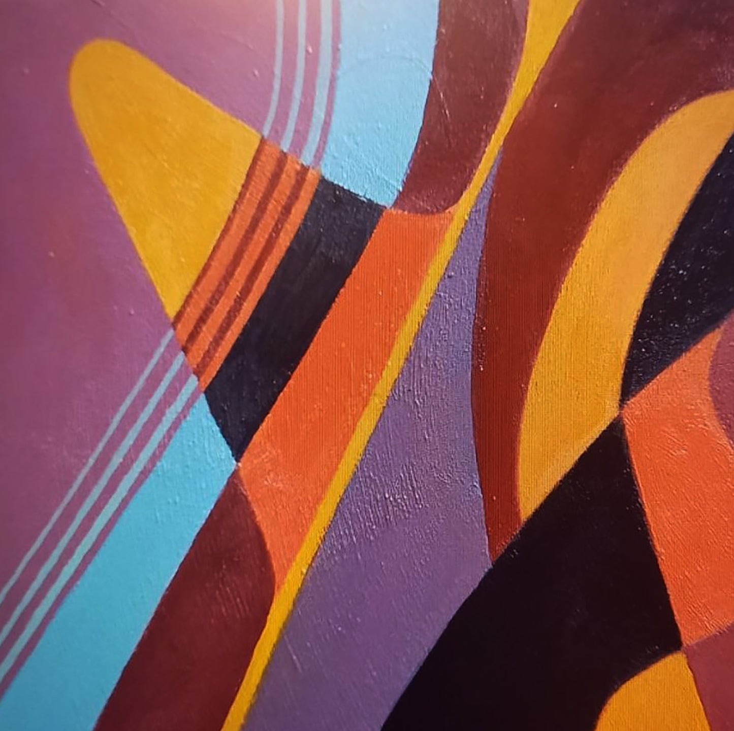 Vibrant Bend oil painting by Alexander Strashevich with bold geometric shapes