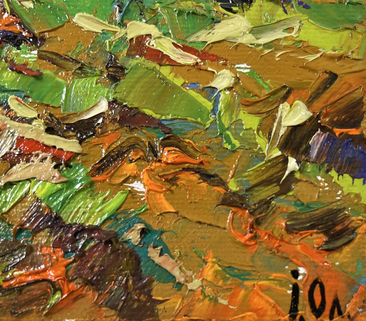 Oil painting Autumn gardens by Oleksiy Ivanyuk with vibrant impasto strokes