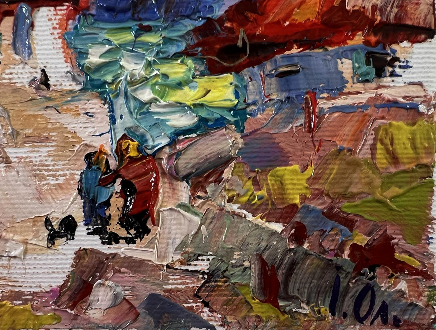 Vibrant Oleksiy Ivanyuk oil painting Village Memories with bold textured strokes