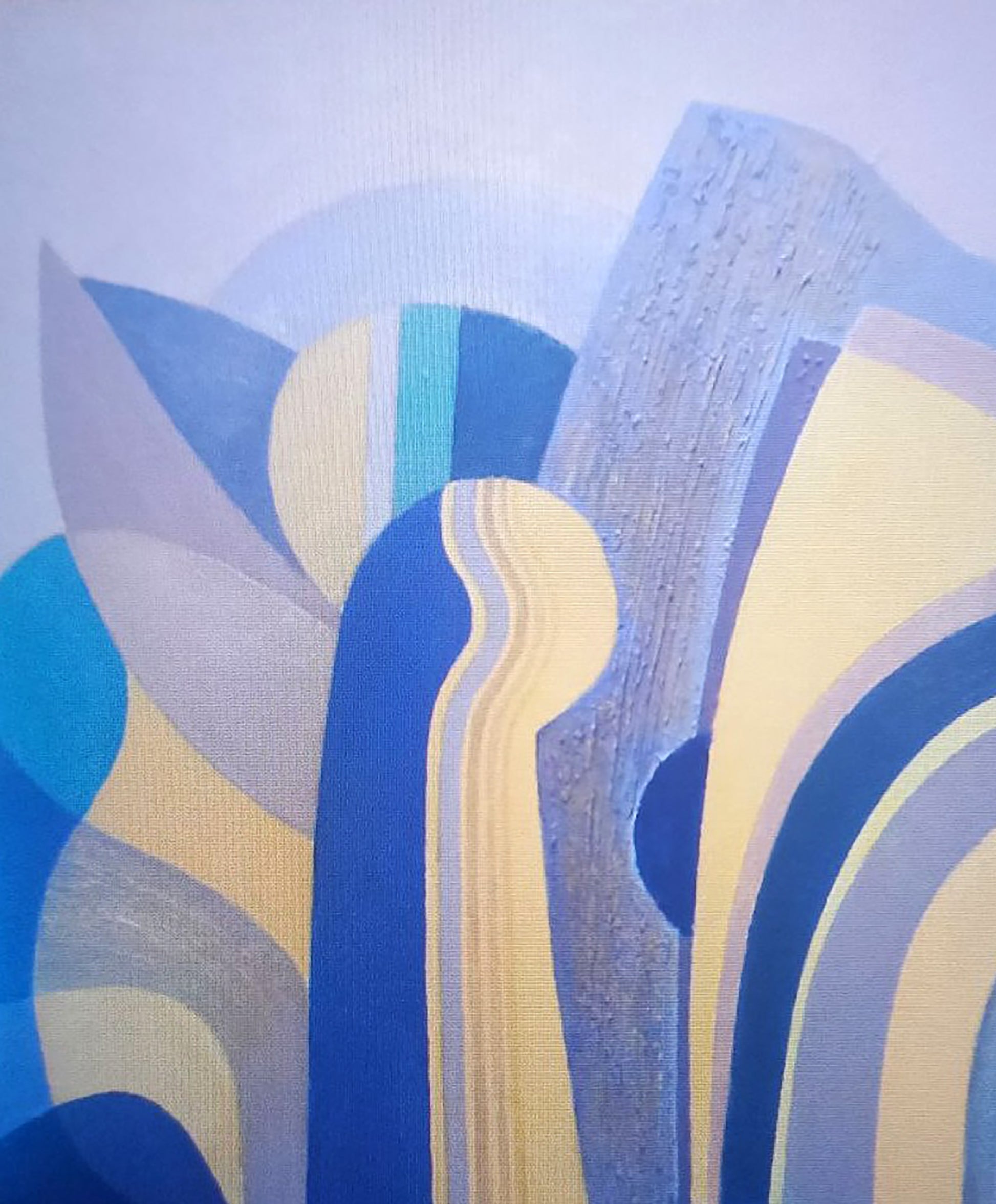 Oil painting Blue still life by Alexander Strashevich with bold geometric shapes