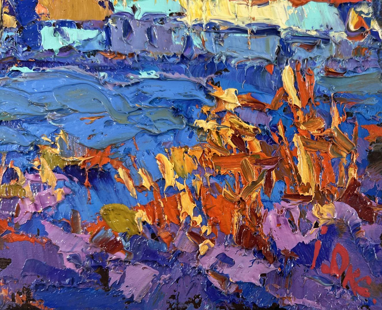Vibrant impressionist oil painting The sun sets quietly in silence by Oleksiy Ivanyuk