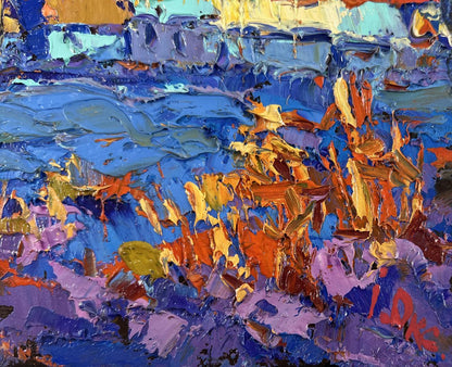 Vibrant impressionist oil painting The sun sets quietly in silence by Oleksiy Ivanyuk
