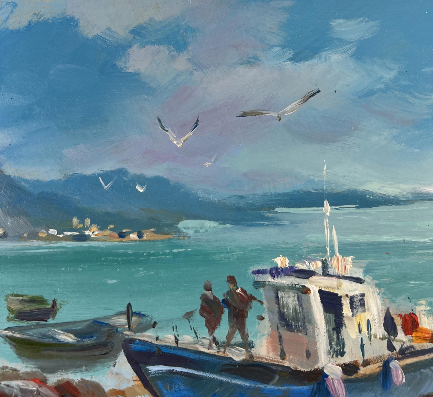 Oil painting Boat on the horizon by Yuriy Suprunchuk coastal scene