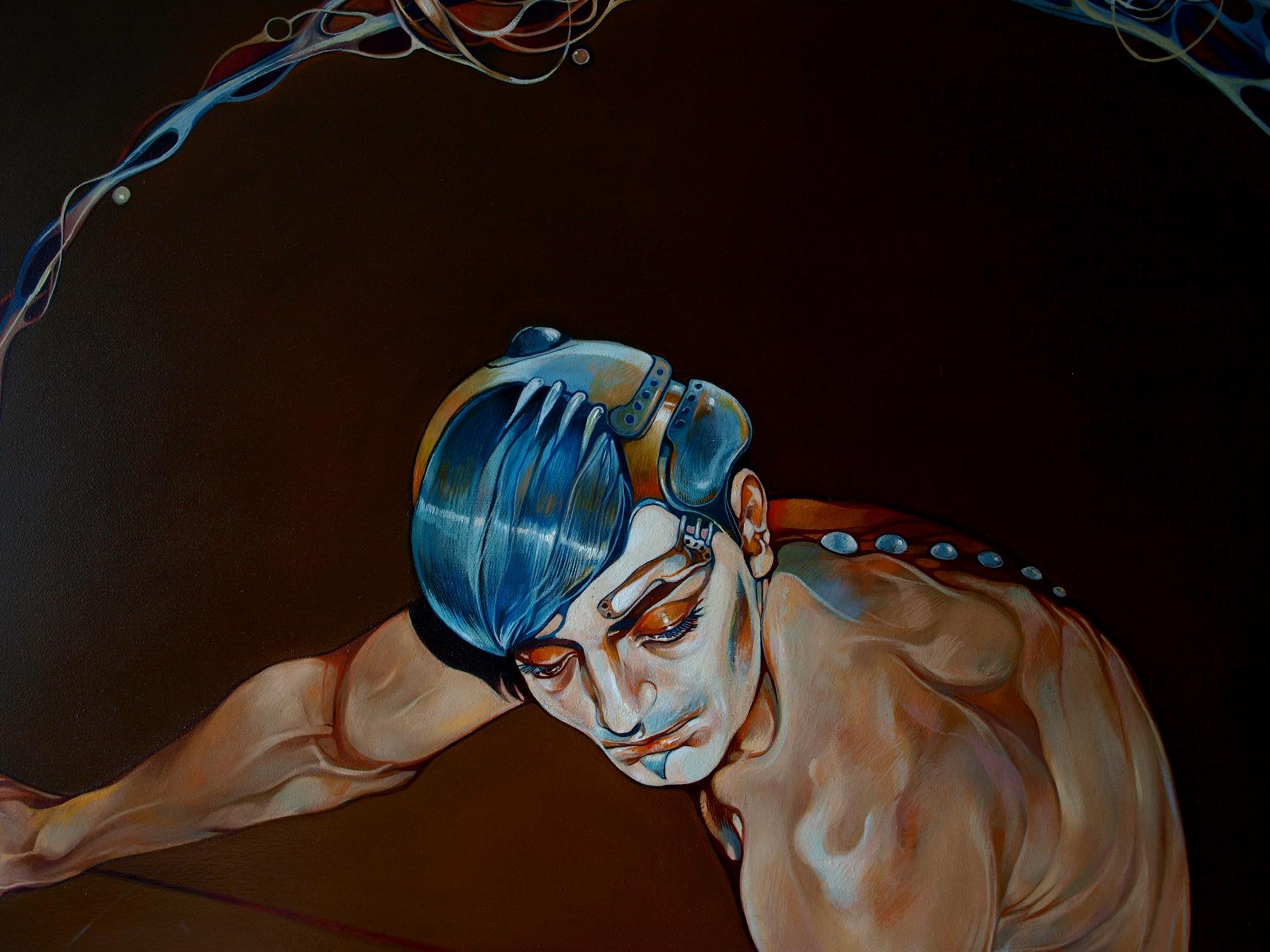 Oil painting of muscular Markandeya Rishi by Konsta G. Amelinn