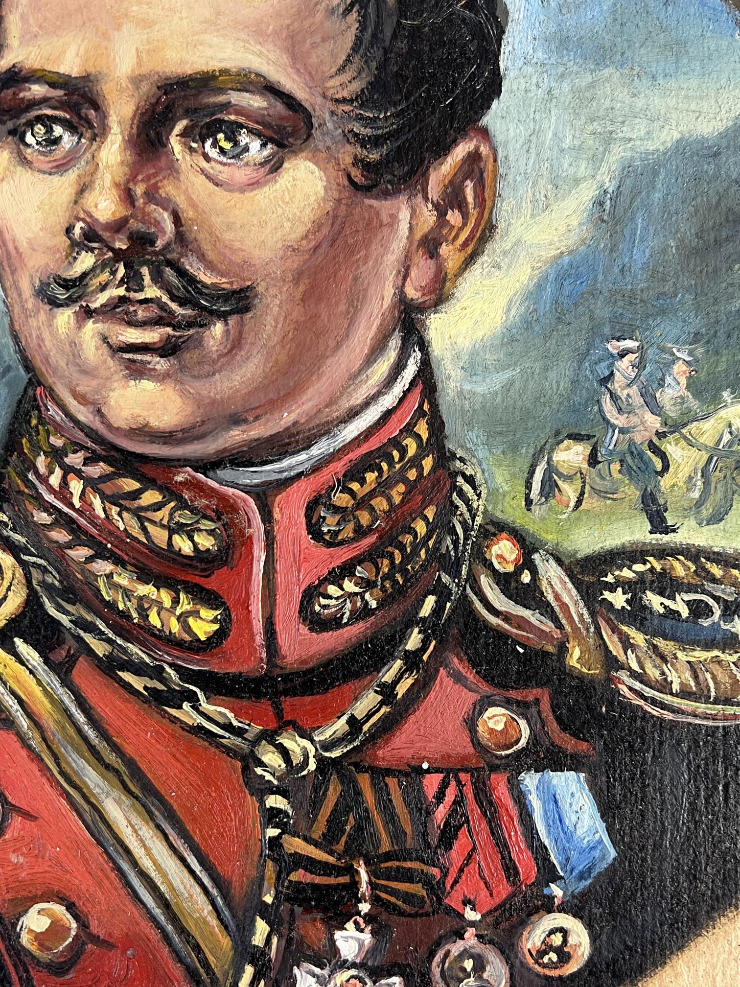 Oil painting portrait of Alexander Litvinov in ornate red military uniform