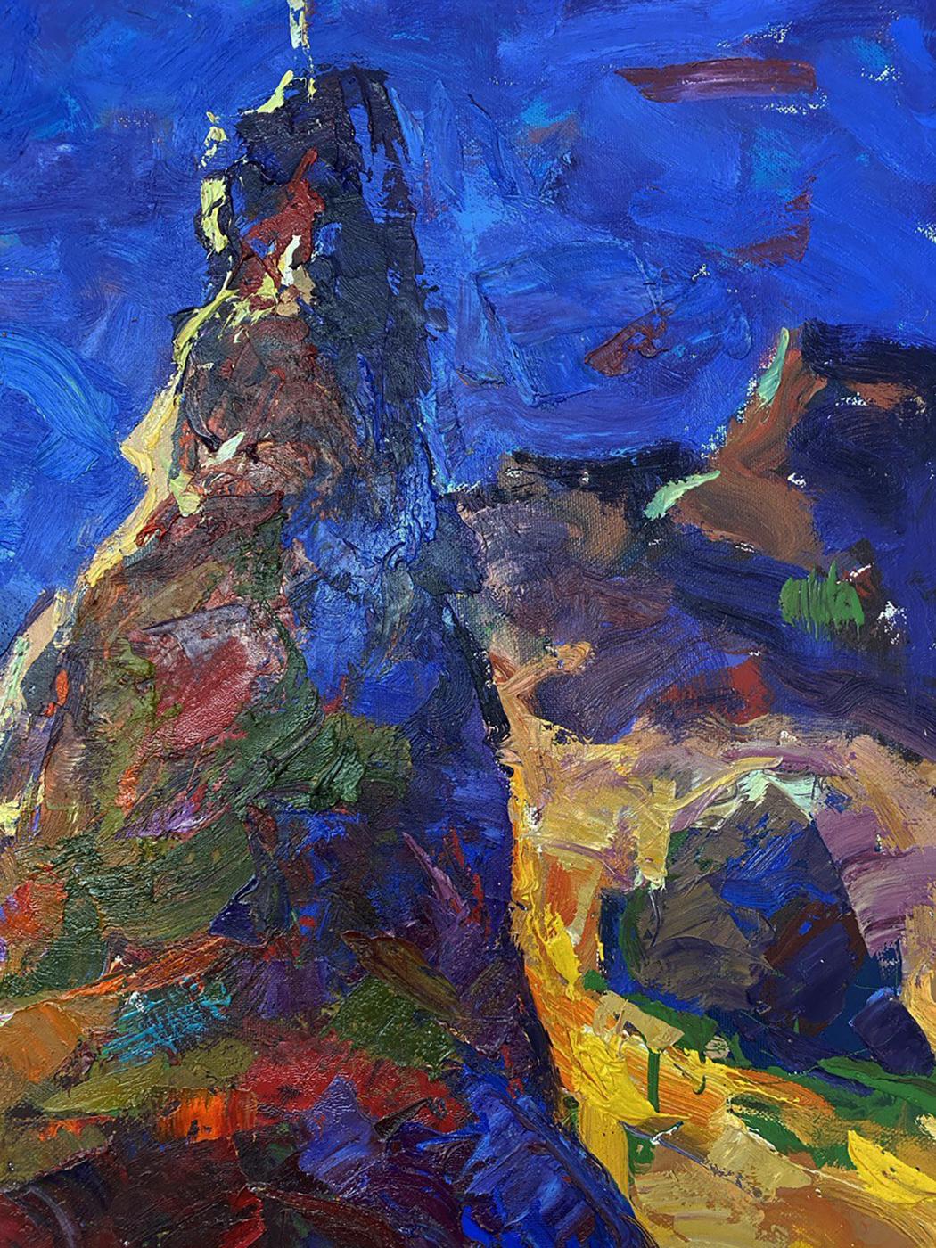 Vibrant abstract mountain landscape oil painting A moment of peace by Oleksiy Ivanyuk
