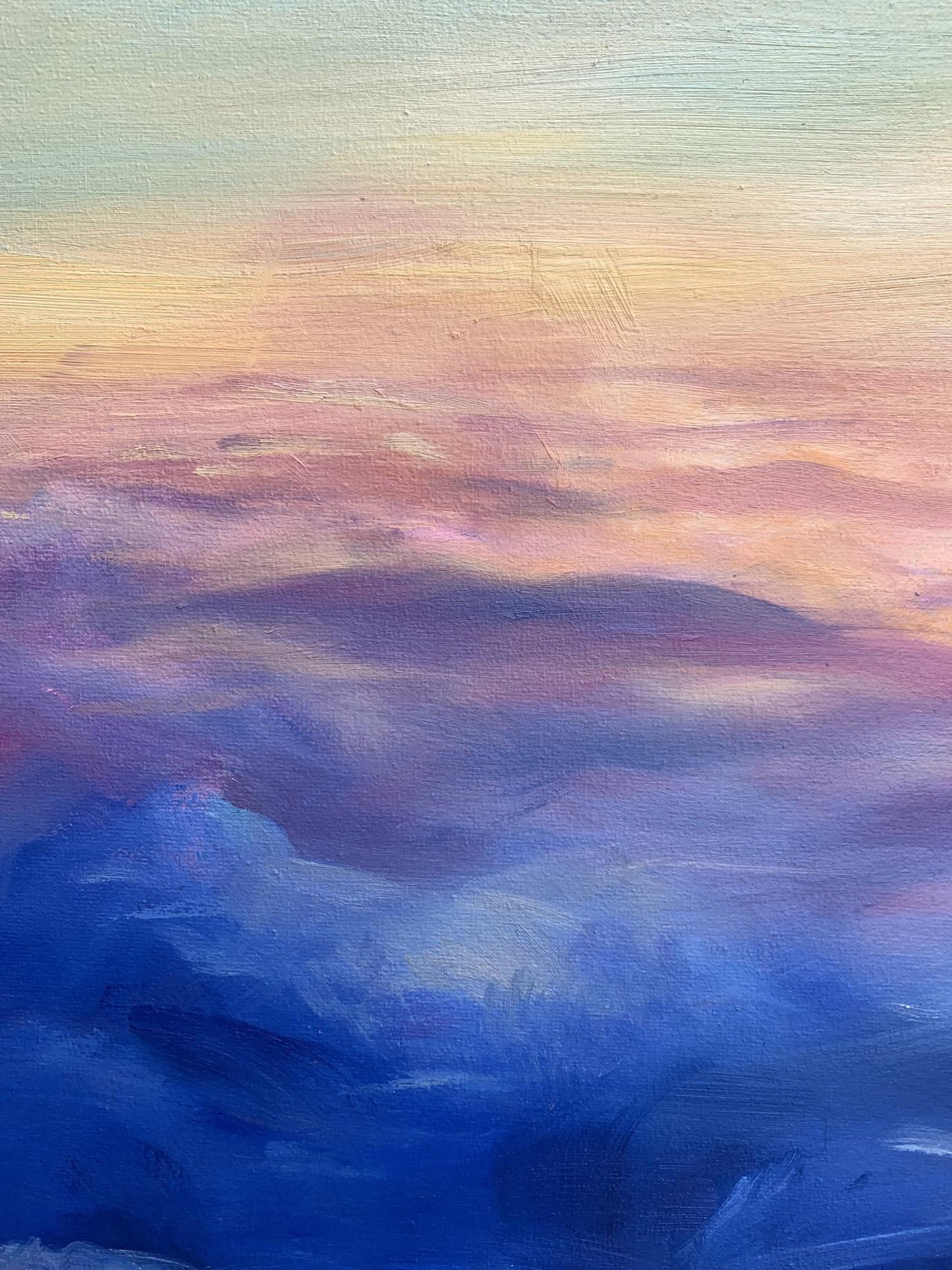 Oil painting Soaring in the Clouds by Tatyana Derdey serene sky gradient