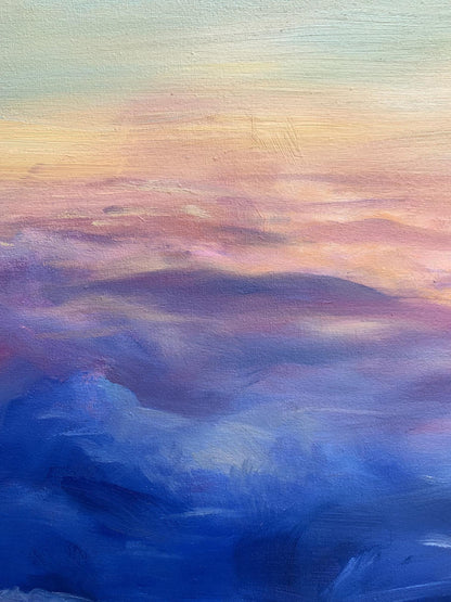 Oil painting Soaring in the Clouds by Tatyana Derdey serene sky gradient