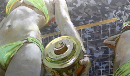 Shiny gold spray can in hand by Ed Potapenkov oil painting in game