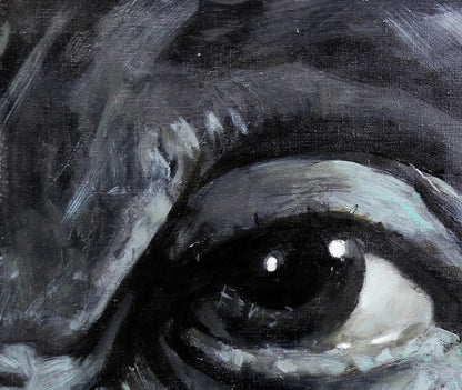 Monochrome oil painting of human eye by Albert Ed Potapenkov