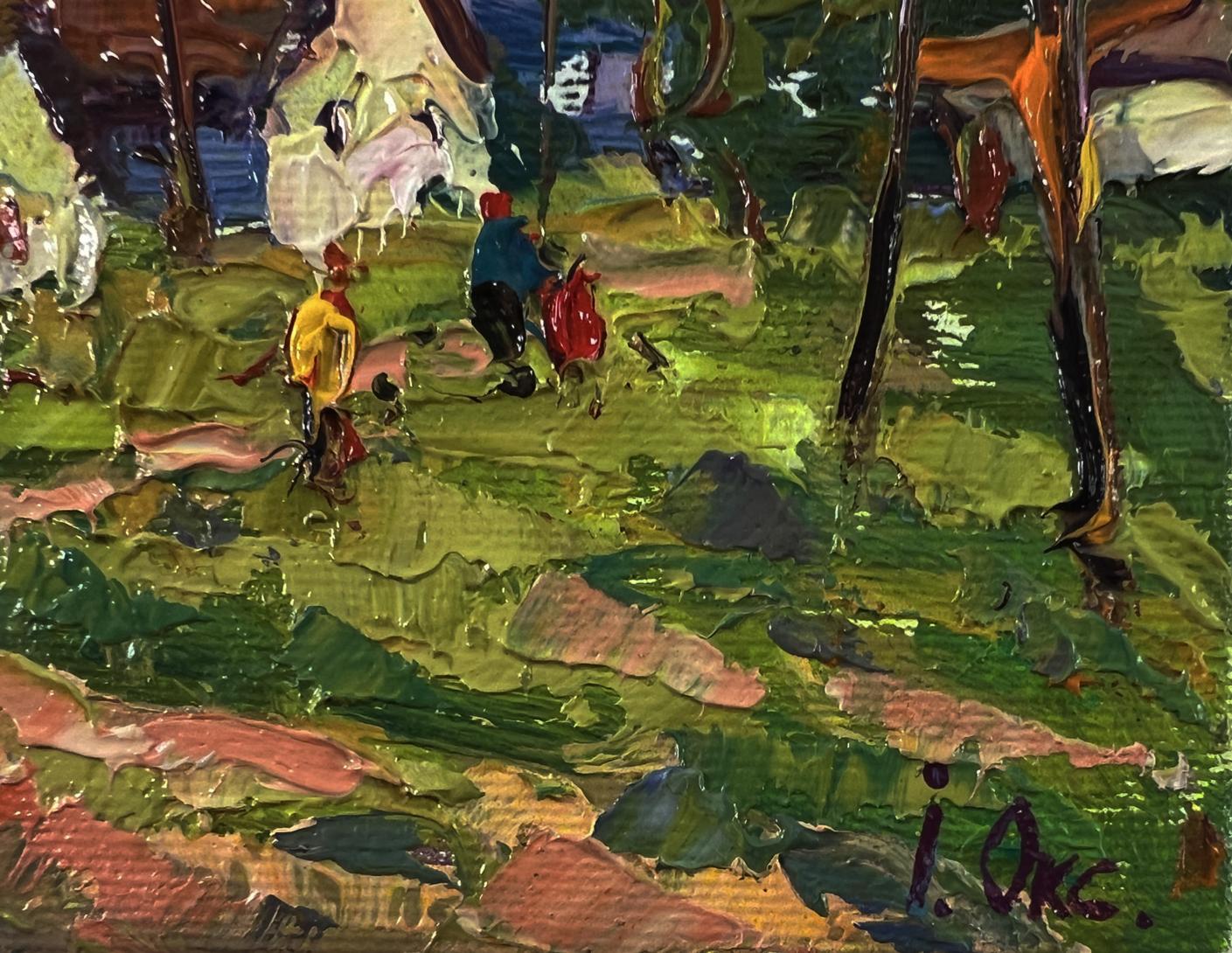 Vibrant impressionist oil painting Edge of the village by Oksana Ivanyuk