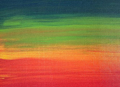 Acrylic painting Calm and focused by Olga Melezhik, teal to red gradient