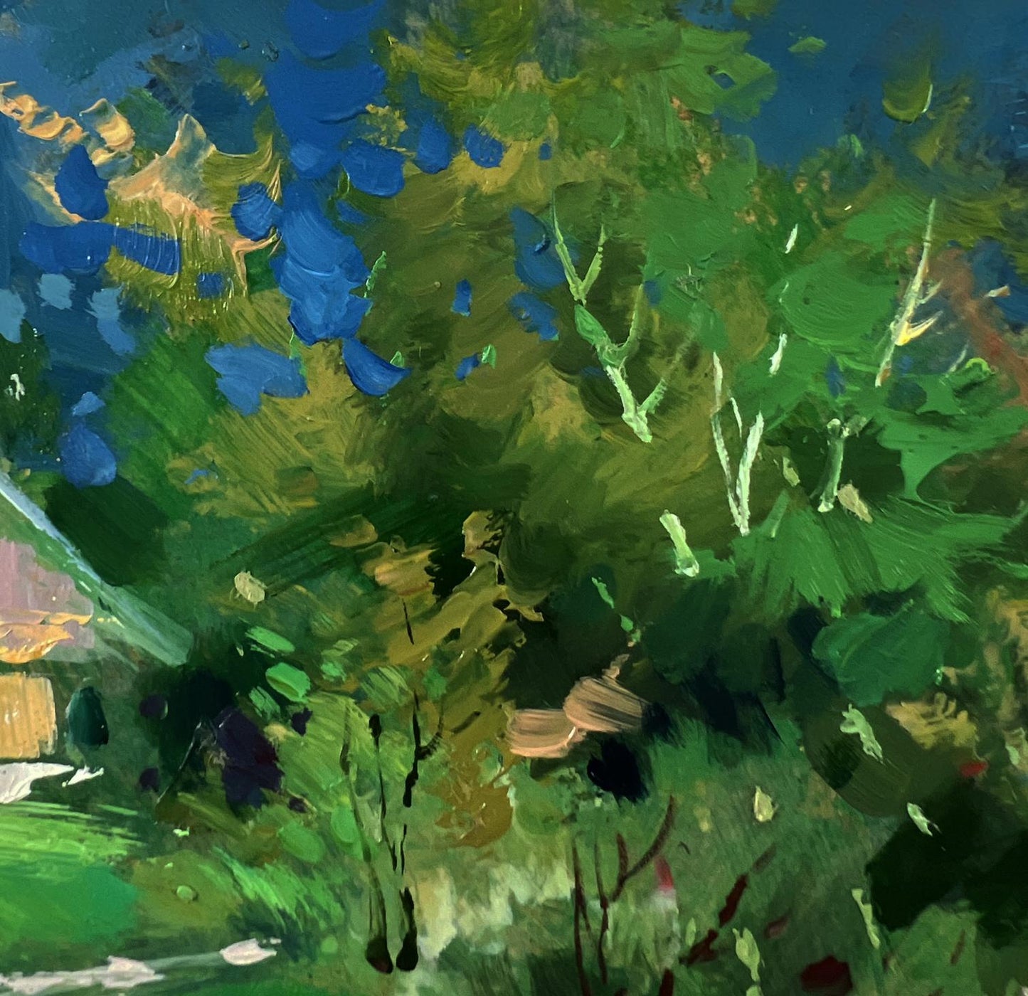 Vibrant oil painting The path leading to the village by Yuriy Suprunchuk