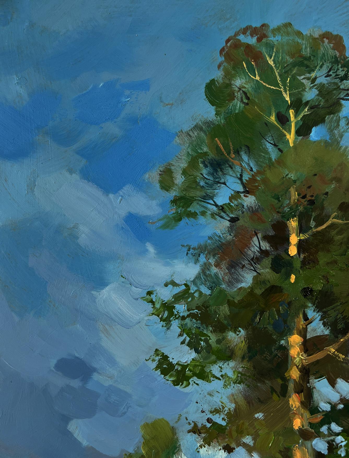 Oil painting Summer road to the forest by Yuriy Suprunchuk textured tree view