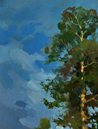 Oil painting Summer road to the forest by Yuriy Suprunchuk textured tree view