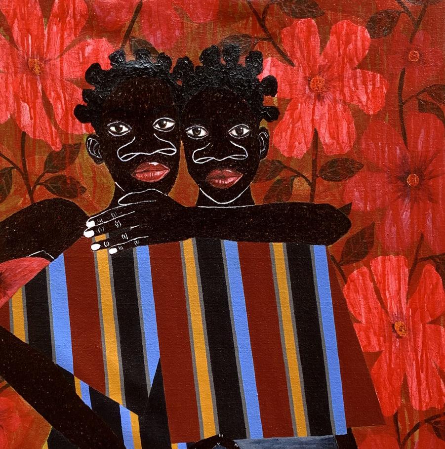Acrylic painting The Hug That Holds the World by Akintomide Akinshola
