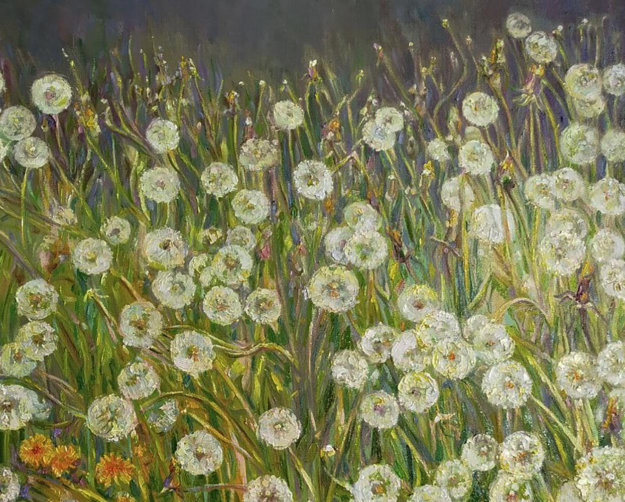Oil painting of blooming dandelions by Leonid Pavlenko