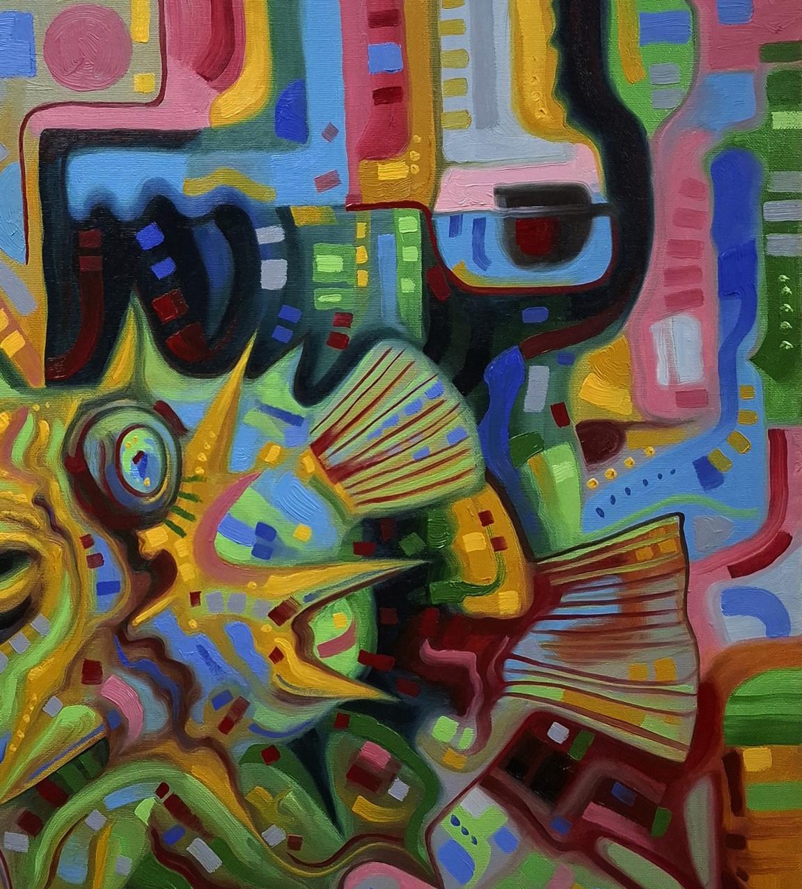 Vibrant Green Electric Fugu oil painting by Sergiy Voichenko