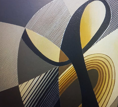 Oil painting Sign Alexander Strashevich: abstract black gold beige geometric shapes