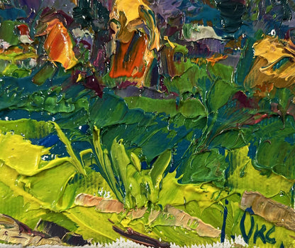 Vibrant impressionist oil painting Hot summer month by Oksana Ivanyuk