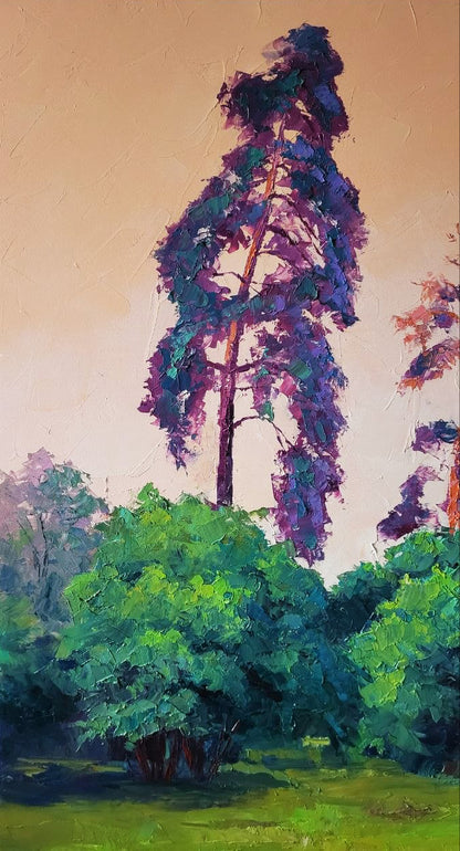 Oil painting Sunset in the forest Boris Serdyuk