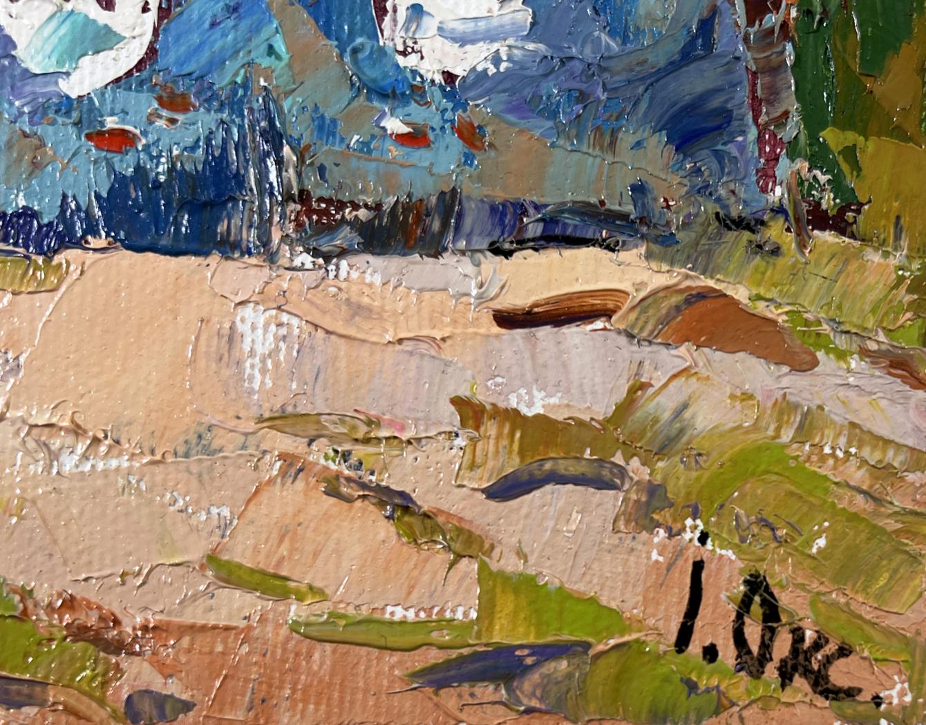 Oil painting Silence of Waiting by Oksana Ivanyuk textured landscape