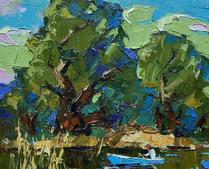 Vibrant impressionist oil painting In silence with nature by Oleksiy Ivanyuk