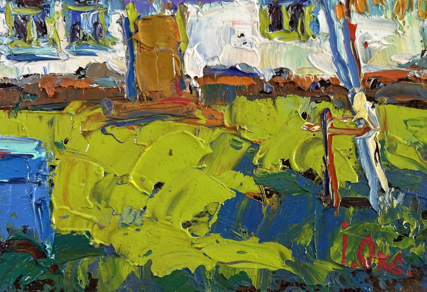 Vibrant impressionist oil painting Near the house by Oksana Ivanyuk