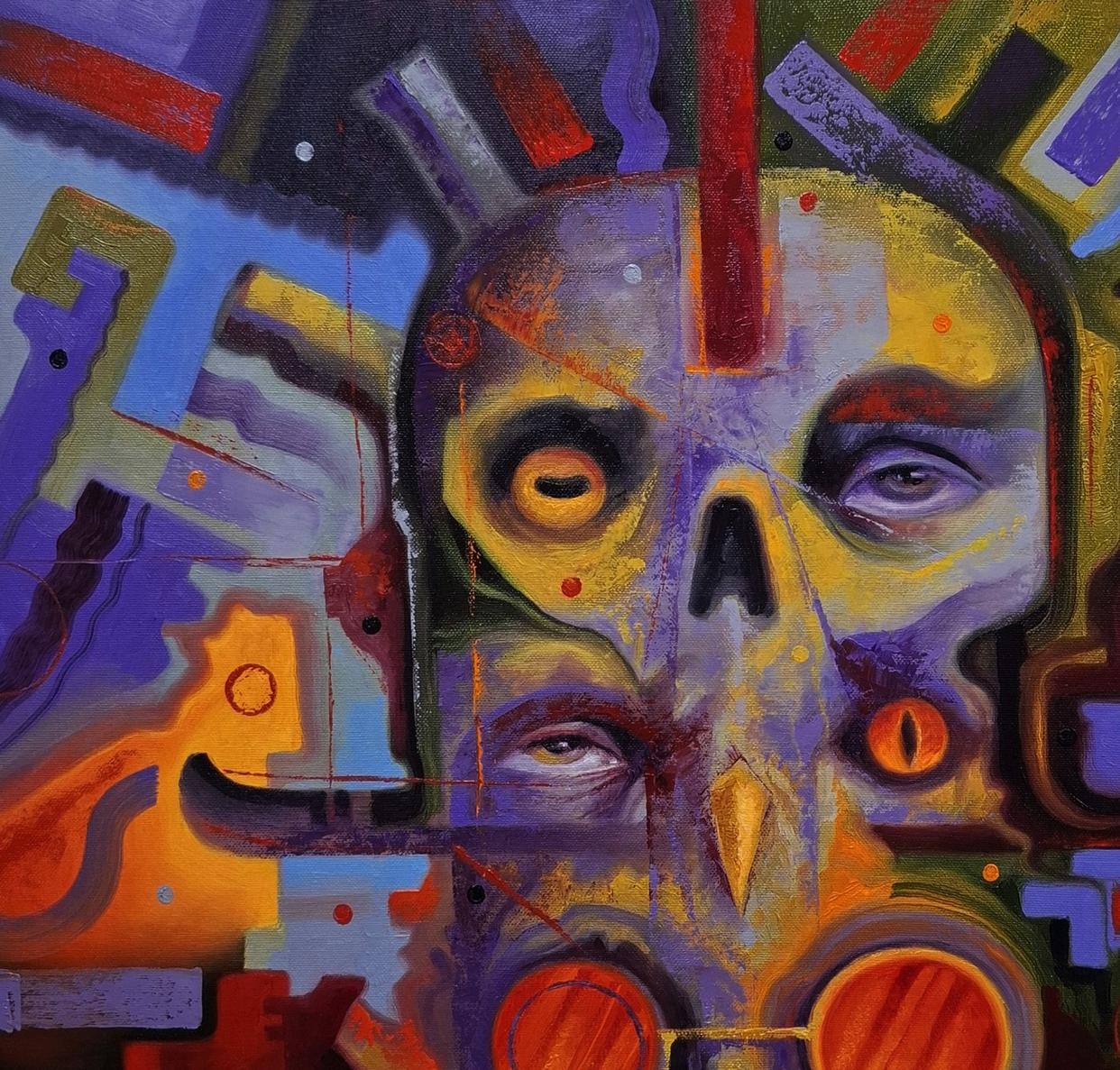 Vibrant Periscope of Consciousness skull oil painting by Sergiy Voichenko