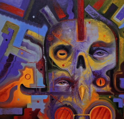 Vibrant Periscope of Consciousness skull oil painting by Sergiy Voichenko
