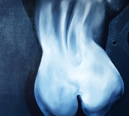 Oil painting Alone by Konsta G. Amelinn, soft glowing blue abstract form